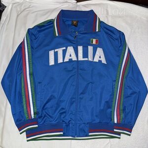 Futbol Italia Jacket Blue Activewear Unisex Zip Pockets Italy Soccer Size XXL